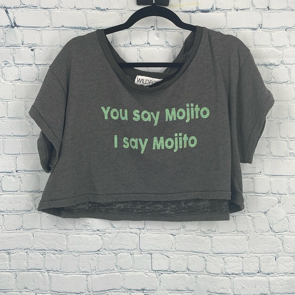 Wildfox Medium Super Cropped Mini Shirt Quite You Say Mojito I Say Mojito